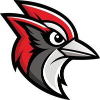 The red and black bird head is shown on a white background vector