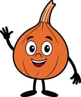 An onion cartoon character waving vector