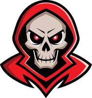 A red skull with a hood on his head vector