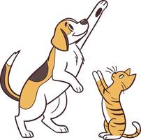 A dog and cat playing vector