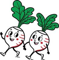 Two cartoon turnips running together vector