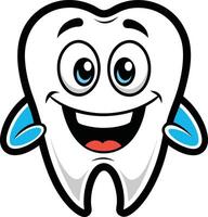 A cartoon tooth with blue eyes and a smile vector