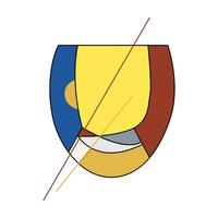 Alphabet letter U in Kandinsky style for your design, image. Color combination classic triad. vector