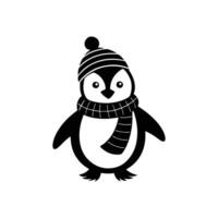 Penguin Waddling with Winter Hat and Scarf in Festive Attire vector