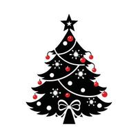 Christmas Tree Decorated with Bows and Baubles vector