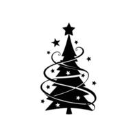 Christmas Tree with Curling Ribbon Garlands and Baubles vector
