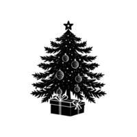Christmas Tree with a Base of Wrapped Gift Box vector