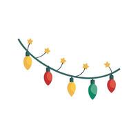 Lighted Garland Strand Christmas Flat Design on White Background vector