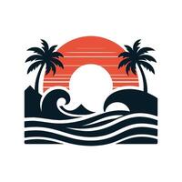 Sunset Wave Black Silhouette on White Background vector