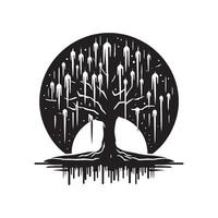 Winter Icicles on Tree Silhouette Design on White Background vector