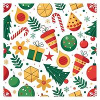 Wrapping Paper with Christmas Patterns Festive Design on White vector