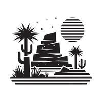 Black Silhouette of Desert Rock Flat Artwork on White Background vector