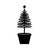 Silhouette of a Small Christmas Tree with Sparse Branches Art vector