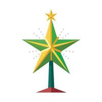 Hanging Snowflake Minimalist Christmas Silhouette on White Background vector