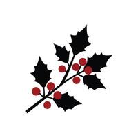Holly Branch with Bold Berries in Minimalist Style vector