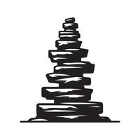 Flat Stacked Rock Silhouette on White Background Art vector