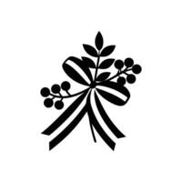 Mistletoe Sprig Tied with Striped Ribbon in Holiday Style vector