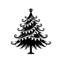 Christmas Tree with Elegant Drooping Branches and Baubles vector