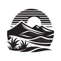 Minimalist Sand Dune Black Silhouette on White Background vector