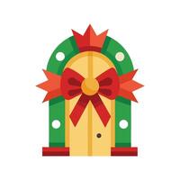 Black Silhouette of Christmas Door Bow on White Background vector