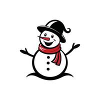 Snowman with a Flowing Scarf and a Joyful Expression vector