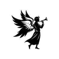 Angel Playing Trumpet While Sitting on a Cloud vector