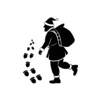 Santa Claus Walking with a Large Sack of Gifts vector