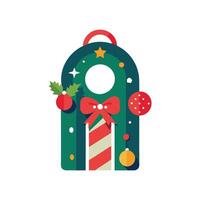 Merry Christmas Festive Door Hanger Silhouette on White Background vector