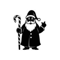 Santa Claus Holding Candy Cane and Smiling in Festive Joy vector
