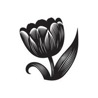 Tulip Black Silhouette on White Background Elegant Design vector