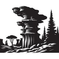 Minimalist Black Silhouette Design of Eroded Formation on White Background vector