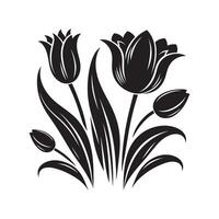 Tulip Black Silhouette on White Background Minimalist Design vector