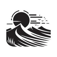 Sand Dune Black Silhouette Minimalist Design on White Background vector