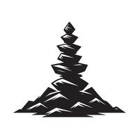 Black Silhouette of Stacked Rocks on White Background vector