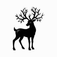 Reindeer Silhouette with Branching Antlers vector