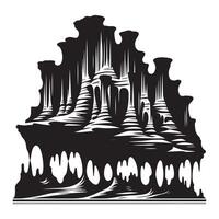 Black Silhouette of Eroded Formation on White Background Minimalist Design vector