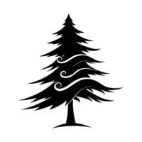 Christmas Tree with Wind-Blown Branches Creating a Dynamic Look vector