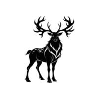 Standing Reindeer with Large Intricate Antlers Elegant Artwork vector