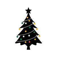 Christmas Tree with Only a String of Lights Wrapped vector