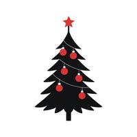 Minimalist Silhouette of Christmas Tree with Few Decorations vector