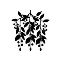 Hanging Mistletoe Silhouette with Cascading Leaves vector