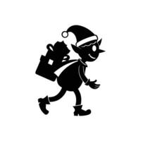 Christmas Elf Lugging Sack of Small Wrapped Presents Artwork vector