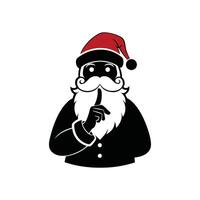 Santa Claus Silhouette with Finger on Lips in Quiet Gesture vector