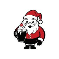 Santa Claus Holding a Large Steaming Mug of Cocoa vector