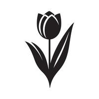 Black Silhouette of Tulip on White Background Minimalist Artwork vector