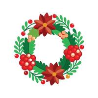 Red Berry and Pinecone Wreath Christmas Festive Decoration vector