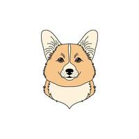 Welsh corgi dog icon in linear flat style on white background. vector