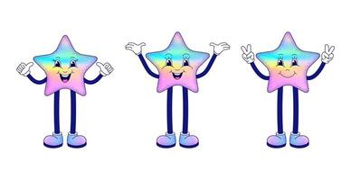 Cute stars in a simple cartoon style on a white background. vector