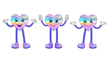 Cartoon hearts in hand drawn style on white background. vector