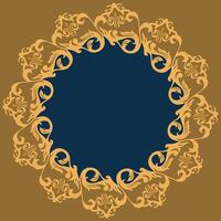 Abstract gold vintage scroll circular ornamental frame background vector